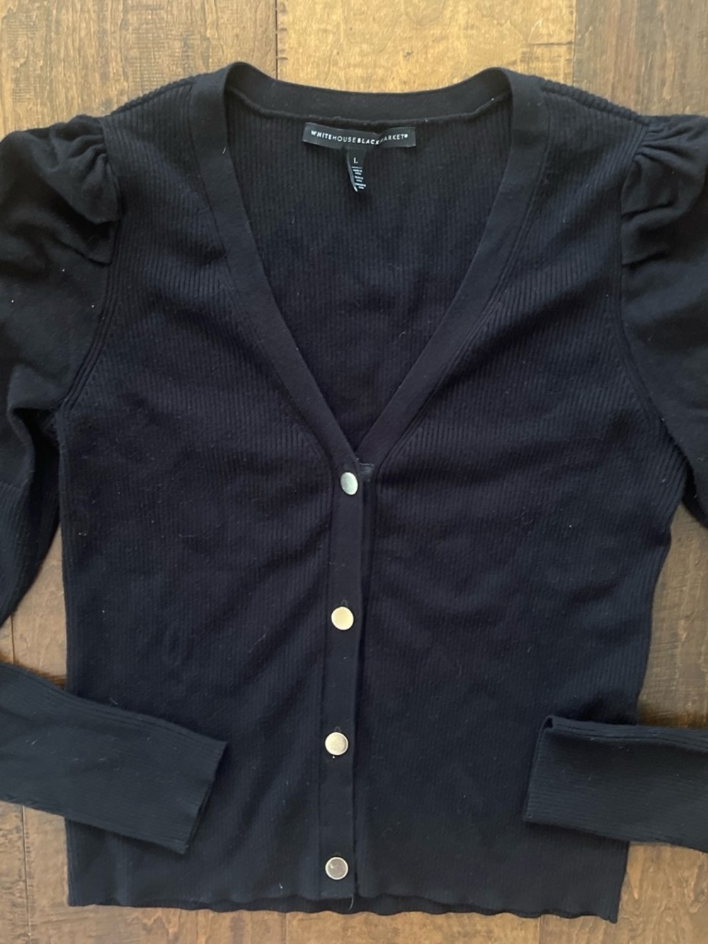 Black White House Black Market cardigan with puffy sleeves Sz. L
